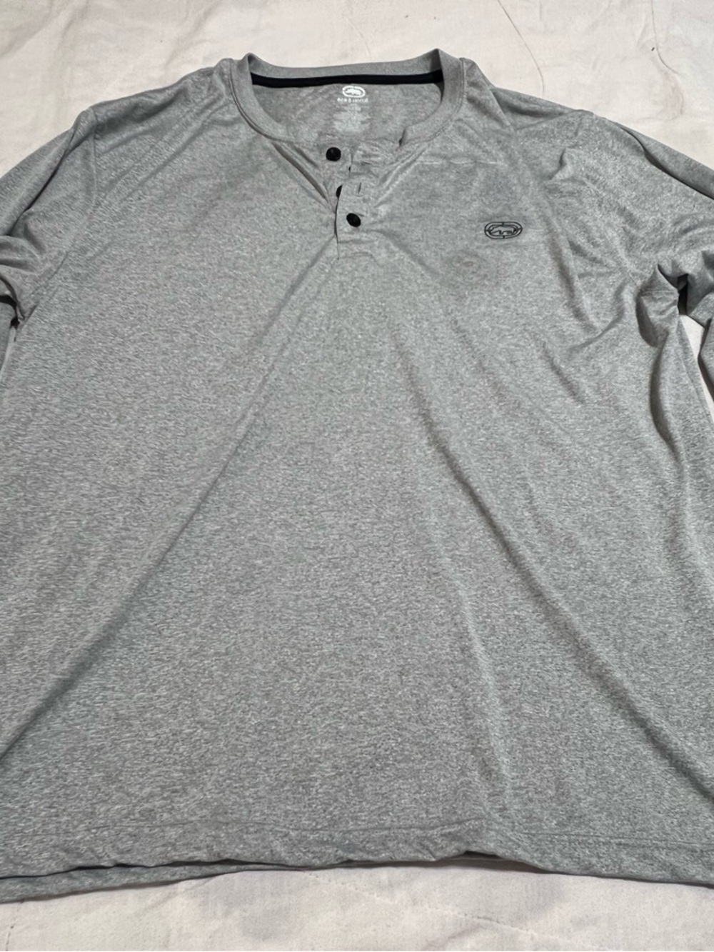 Ecko Unlimited Men's Light Gray Henley Long Sleeve